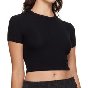 SKIMS Black Soft Lounge Cropped T-Shirt, Onyx, Sz XL